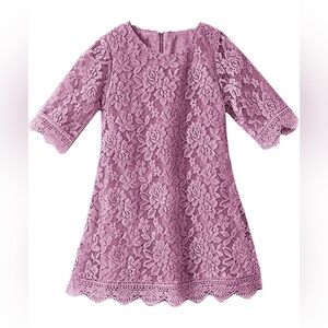 Girls Purple Lace Dress Lined Cutiego Easter Wedding Holiday Rustic Sz 110 3T/4T